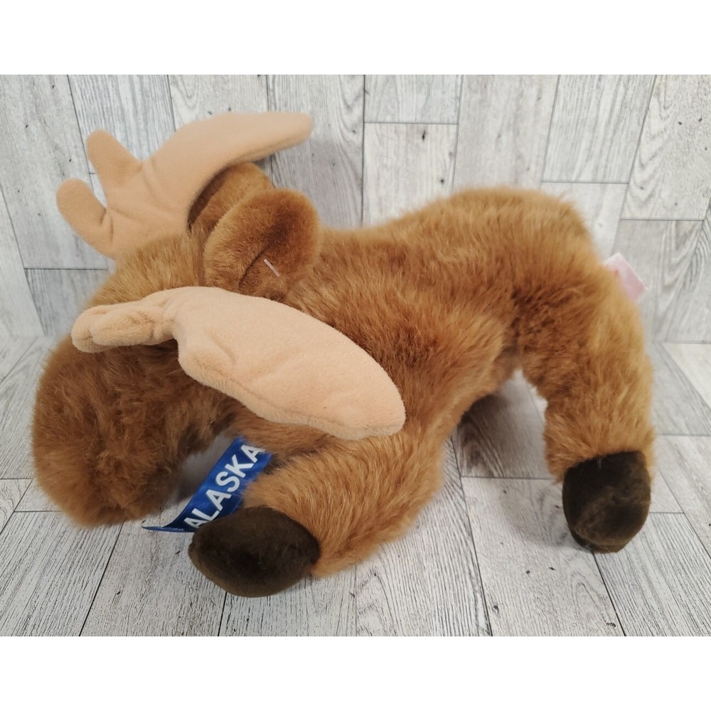 Dakin Moose Stuffed Animal Brown Plush Laying Down 11" Vintage 1990 ALASKA
